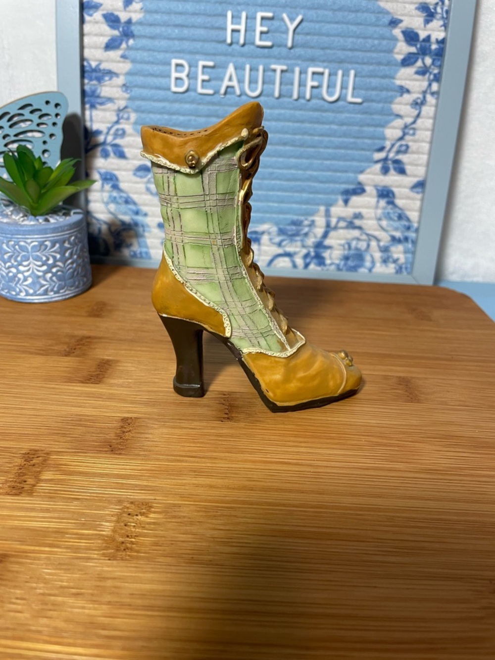 Vintage Resin Victorian Style Boot Figurine